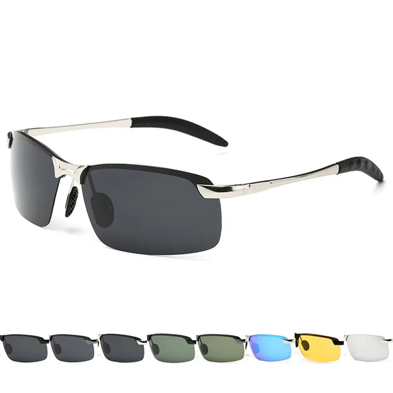 Square Sunglasses Men Polarized High Quality Brand Vintage Yellow Rimless Lens HD Night Driving Glasses 2017 Metal Shades UV400 |