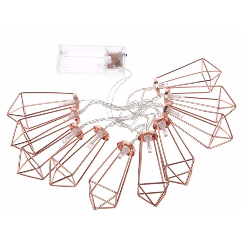 

10leds/20leds Metal Diamond Shape String Lights Home Decoration Copper Wire Fairy Light USB AA Battery Powered LED Light SL068