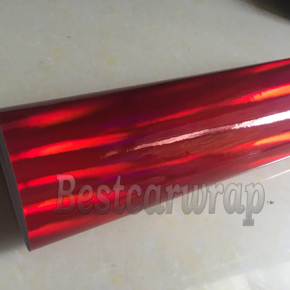 1000x1000 red chrome holographic car wrapping vinyl with air free foil stickers (1)