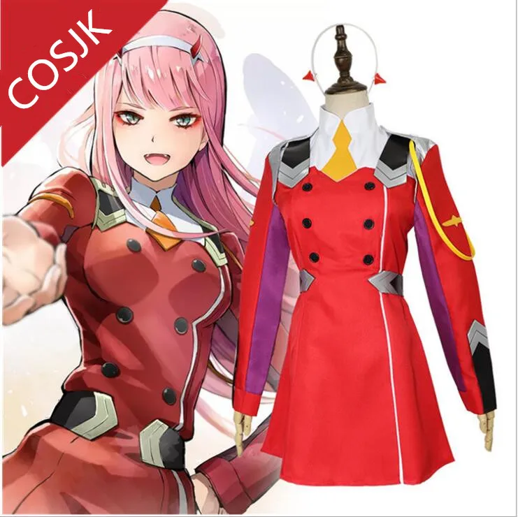 

Anime DARLING in the FRANXX 02 ZERO TWO Adult Women Long Sleeved Dress Uniform Cosplay Costume Halloween Party 2018 New