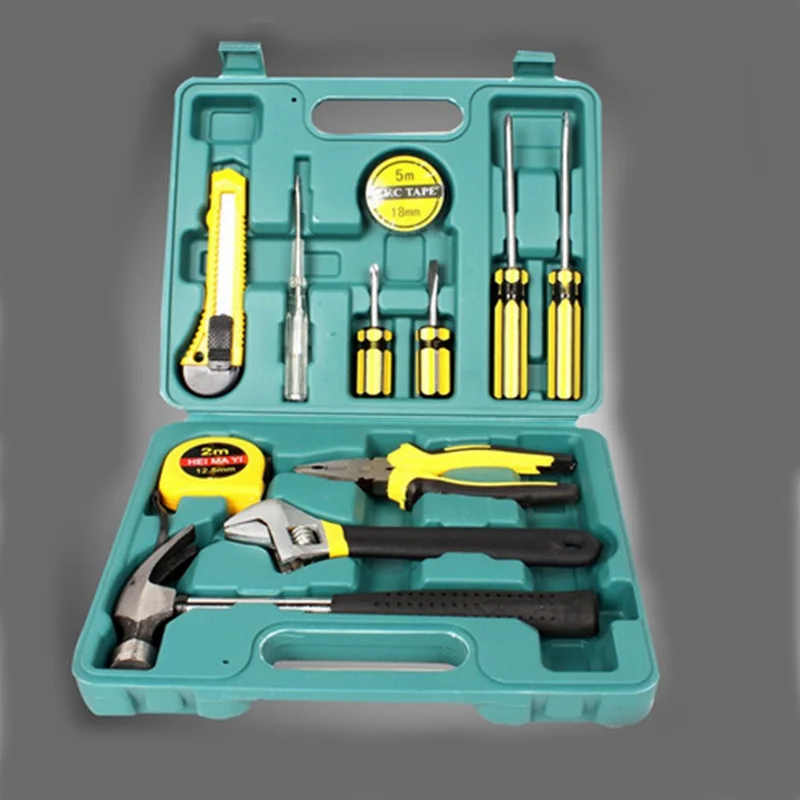

12 In 1 Combination Hardware Tool Set Hammer&Pliers&Screwdriver&Wrenches&Knife&Test Pencil Hand Tool Box for Household