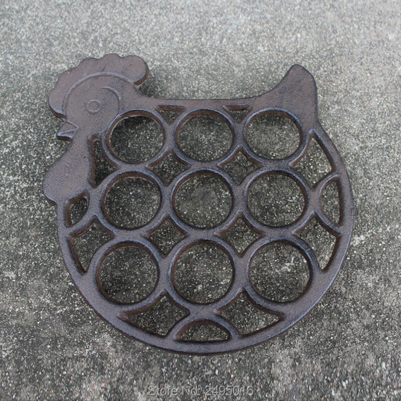 Cast Iron Chicken Egg Holder (Brown)in Figurines & Miniatures from