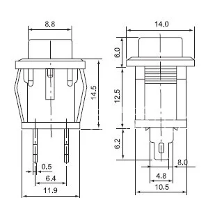 PHISCALE 20 шт кнопочные переключатели DS-430 SPST-NO выключения-Мгновенный без блокировки черный