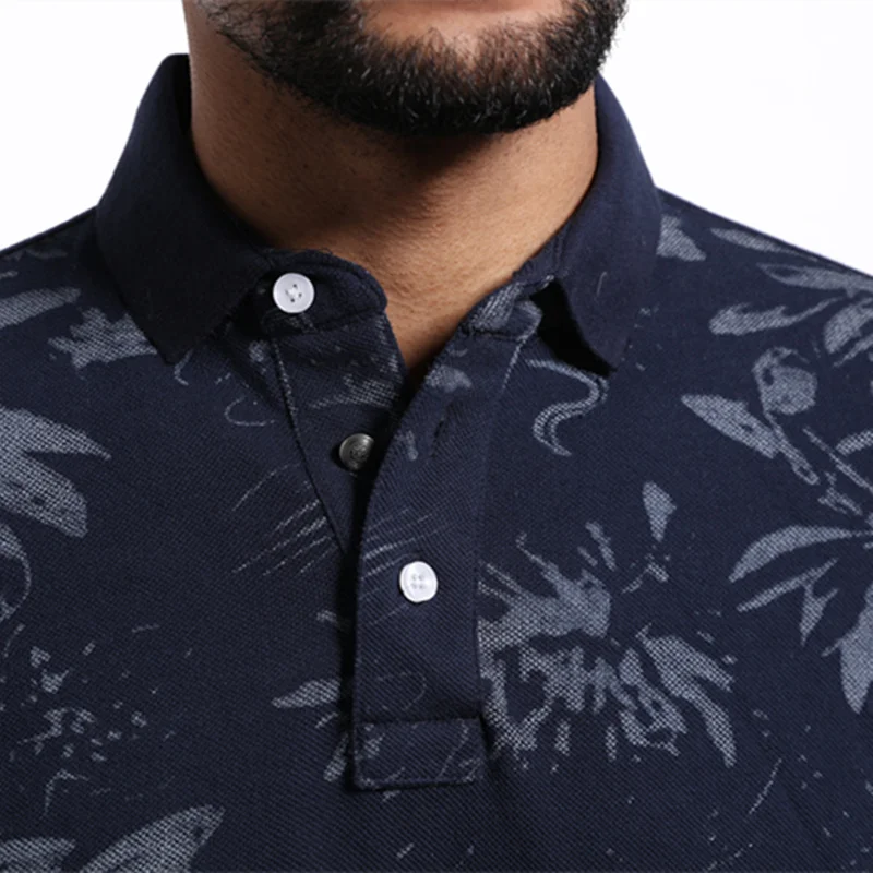 GustOmerD Новая мужская рубашка поло, брендовая мужская черная рубашка поло контрастных цветов, Летняя Повседневная рубашка поло с цветочным рисунком для мужчин