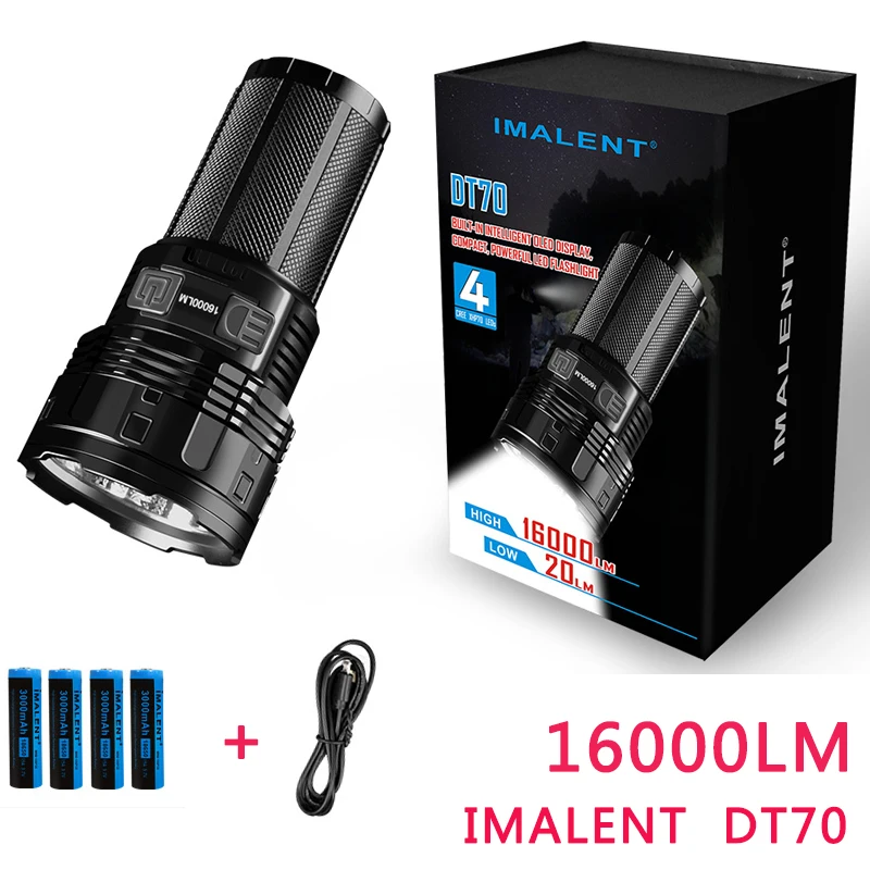 

2019 Original IMALENT DT70 Flashlights CREE XHP70 700 Meters USB Charging Interface LED Flashlight with 4*18650 Batteries