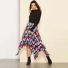 Осенне-зимняя Дамская обувь длинные юбки модные повязки эластичной резинкой на элегантный женский Повседневное Винтаж печатных нерегулярные юбки