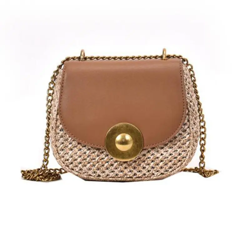 

Straw Weave Saddle Bags Women Chain Design Small Bags Female Summer Bags For Women 2019 New Fashion Shoulder Bag Z-63