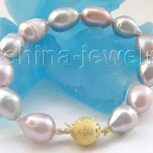 Красивая " 11- 13 мм серый барокко пресной воды жемчужный браслет благородный стиль естественно прекрасно jewe быстрая