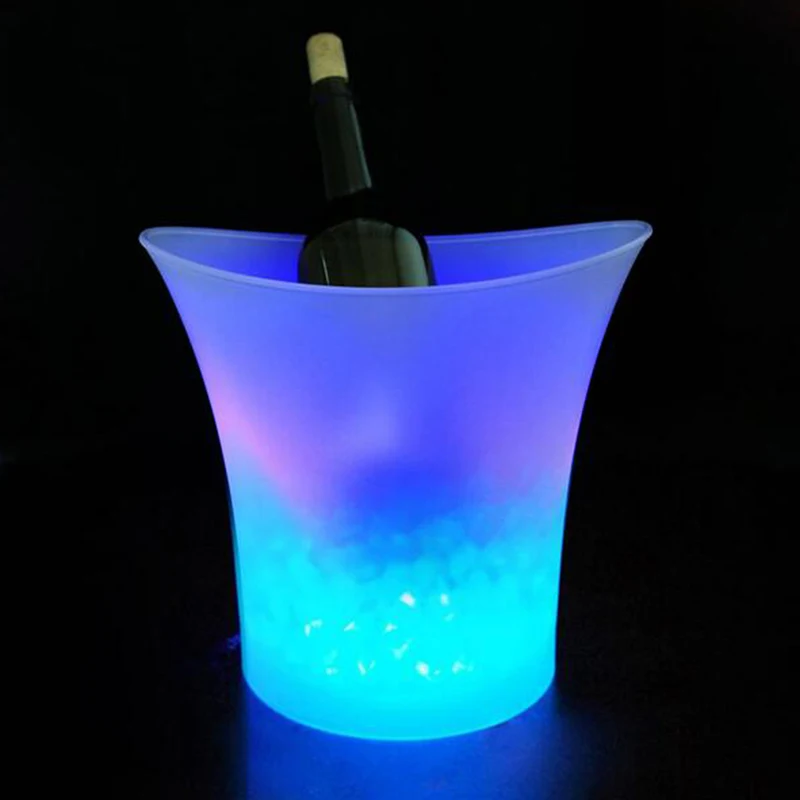 Smad 5L Colorful Plastic Wine Cooler Waterproof LED Ice Bucket Tongs