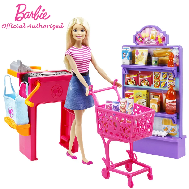 2017 Newest Barbie Series The Shopper Girl Supermarket 
