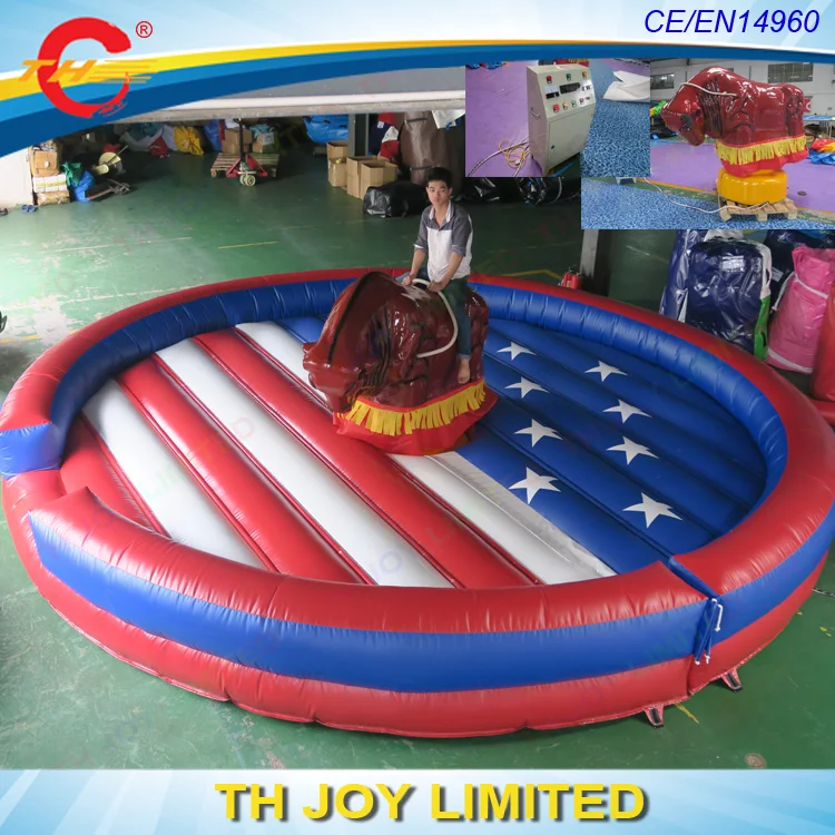 Inflatable Mechanical Bull Mattress And Blower Interactive Sport Game Bull Riding Machine Crazy
