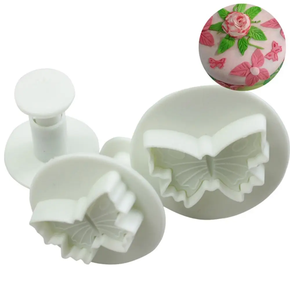 

3PCS Plastic Butterfly Cake Biscuit Fondant Decorating Cookie Plunger Cutter DIY Baking Mold Fondant Decorating Tool