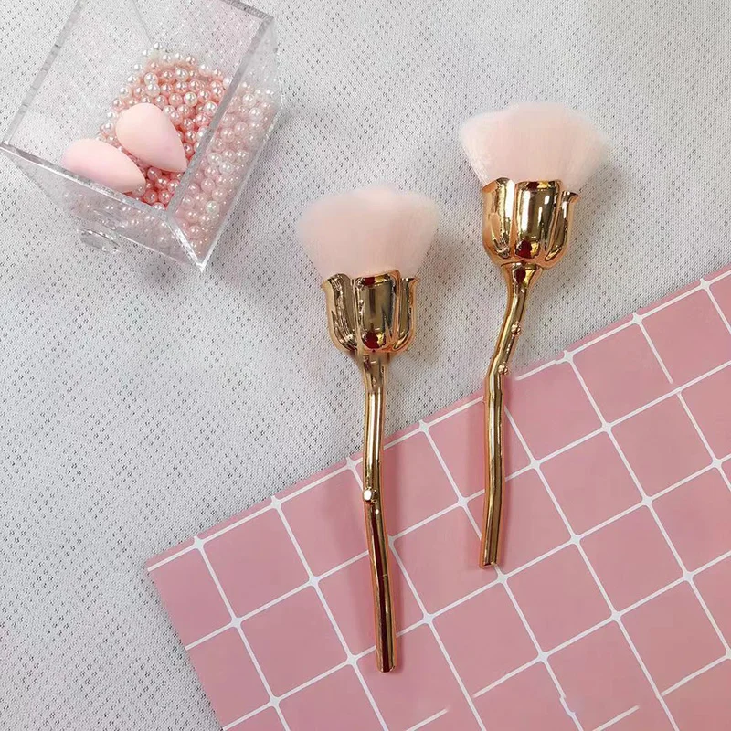 Дизайн ногтей пылевые Кисти для маникюра розовая головка кисти кисть для рассыпчатой пудры модные гелевые аксессуары для маникюра материал инструменты