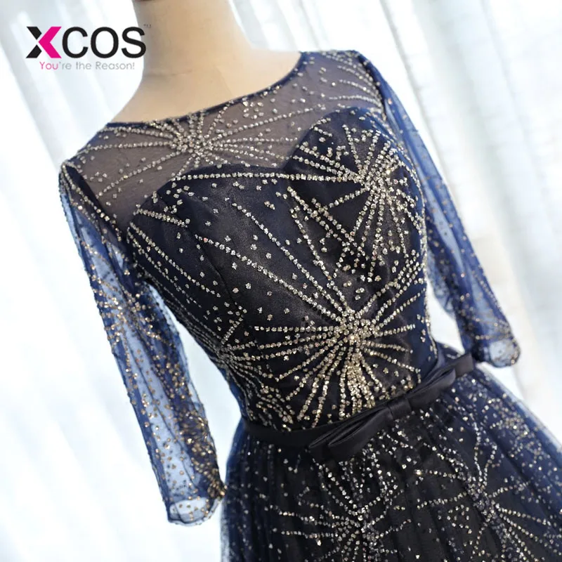 XCOS Dreamy Bling короткое платье на выпускной темно синие платья Коктейльные расшитые