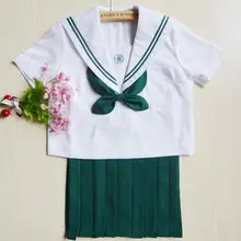 JK школьная форма для девочек Сакура вышивка средней школы женские новые костюмы моряка янки зеленый 2 линии форма для девочек JK032