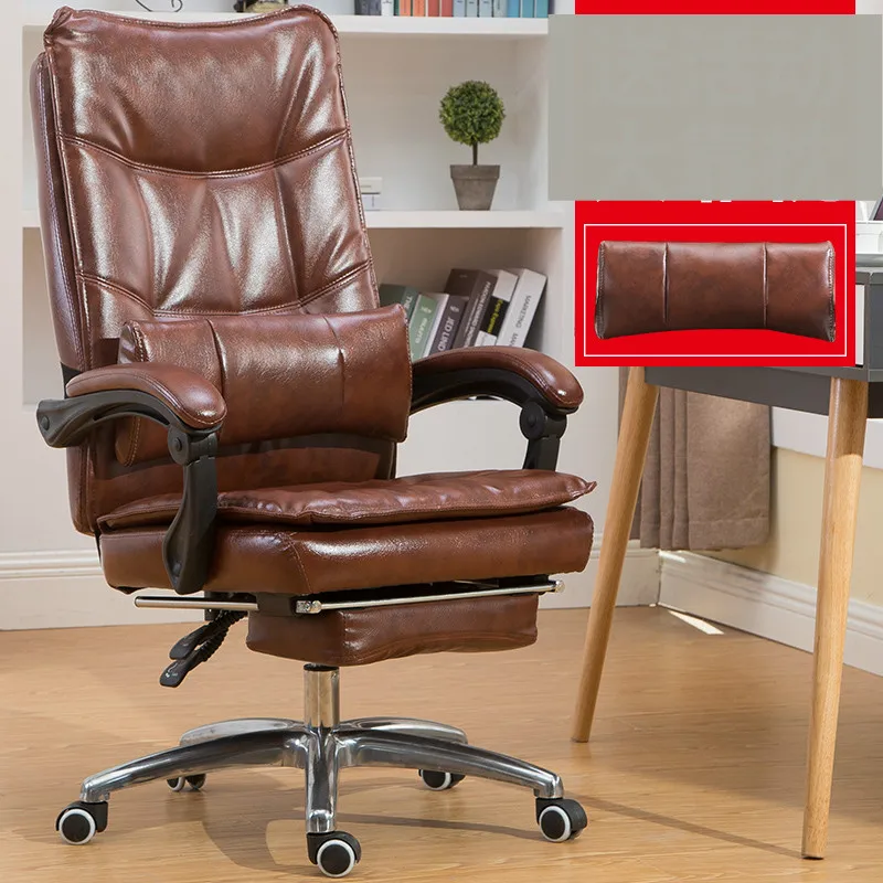 Genuine Leather Computer Boss Chair Home Synthetic Leather Office Chair Swivel Lifting Gaming Chair