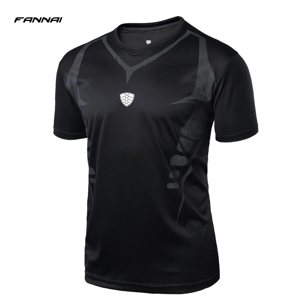 Брендовая мужская футболка быстросохнущая дышащая фитнес-футболки Мужская футболка спортивная рубашка для бега Slim Fit Мужские футболки для бега - Цвет: LS07 black