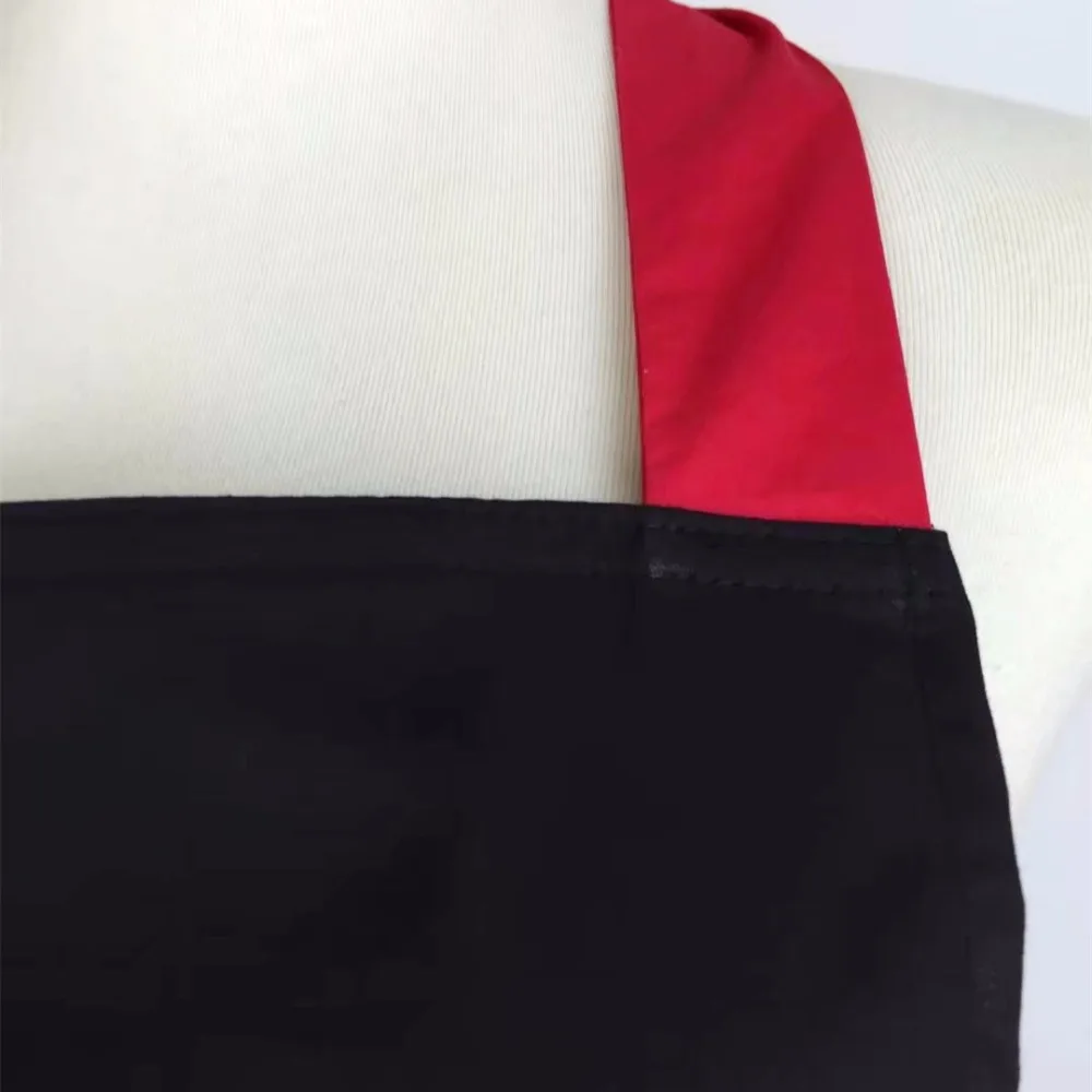 XiuMood New Fashion Black Cotton Lace Big Pocket Aprons For Home Kitchen Chef Woman Waiter Overalls Apron