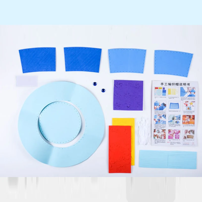  EVA Foam Paper Weaving Hat Creative Flowers Stars Patterns Kindergarten Art Children DIY Craft Toys - 32946861997
