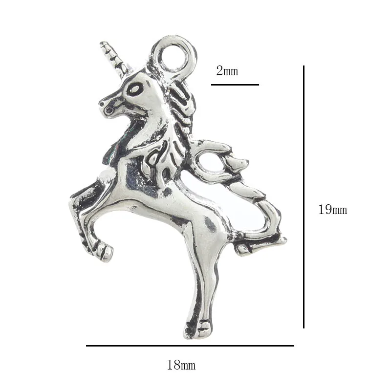 10 шт./лот серебряный шарм Единорог DIY ювелирные аксессуары для ожерелья браслет серьги - Окраска металла: SILVER