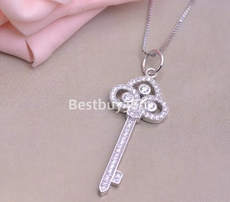 Brand new 925 sterling silver key pendant with Iris female fashion jewelry