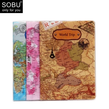 

Travel Accessories 2018 New World Trip Map Travel Passport Covers PVC Leather ID Card Bag Passport Holder Passport Wallets N118