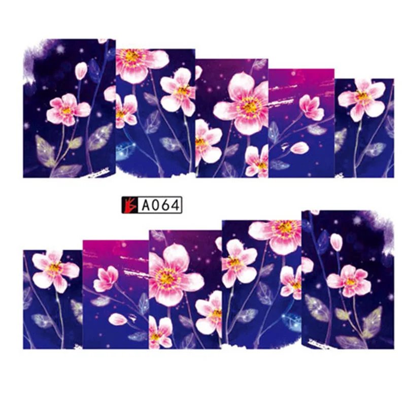 1 шт цветочный дизайн переводные наклейки для ногтей косметические обертывания водяные наклейки полировка фольгой DIY Decoration LASTZ/A - Цвет: A064
