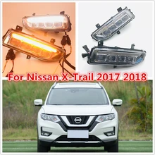 one set Turn Signal style 12V LED CAR DRL Daytime running lights with fog lamp hole for Nissan X-trail X trail Xtrail 2017 2018 one set Turn Signal style 12V LED CAR DRL Daytime running lights with fog lamp hole for Nissan X-trail X trail Xtrail 2017 2018
