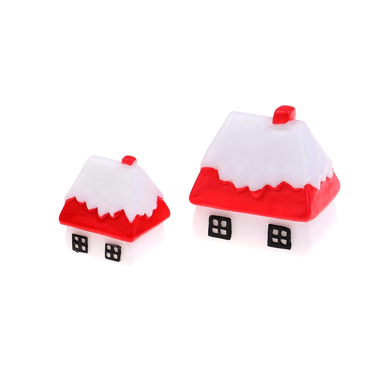 

1PCS Resin Christmas Fairy Garden Miniatures Bonasi Tools Gnome Micro Landscape Snow House Decor Terrarium Figurines
