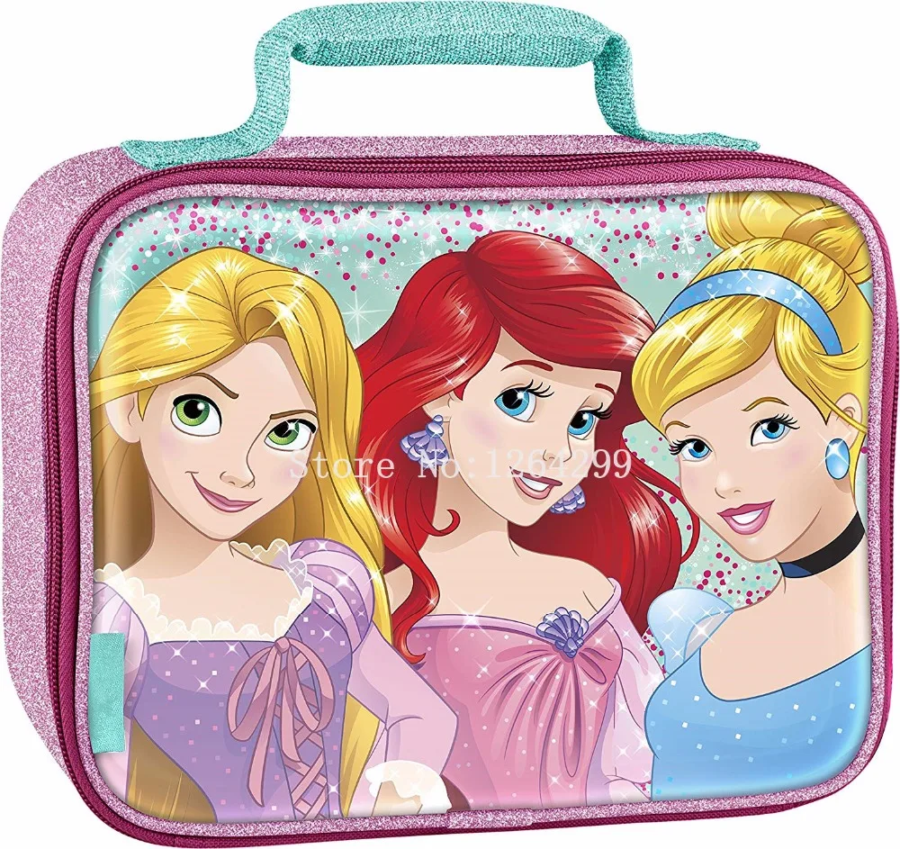 

New Fashion Rapunzel Mermaid Cinderella Princess Girls Portable Thermal Lunch Bags Kids HandBags for Children