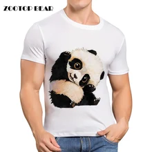 Cute Panda Мужчины майка Печатных Футболка С Коротким Рукавом Мода повседневная Harajuku Мужской О-Образным Вырезом Белый Смешно Скейт Cool Camisa ZOOTOP МЕДВЕДЬ