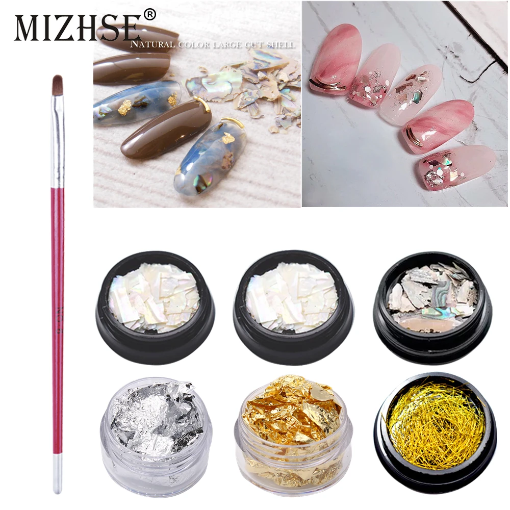 

MIZHSE 1 Box Gold Silver Irregular Aluminum Foil Paper Silk Stripes Lines Nail Art Sticker Corlor Shell Piece Nails Decoration