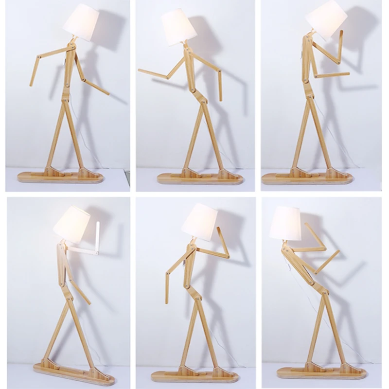 Креативные человеческие фигуры торшеры деревянный журнальный тканевый светильник для гостиной прикроватный фортепианный светильник ing скандинавский E27 стоячий светильник s