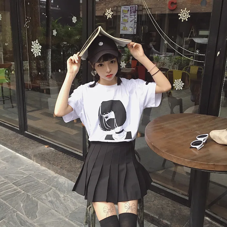 Женская футболка с коротким рукавом Harajuku японская уникальным графическим