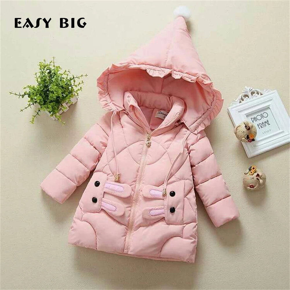 

EASY BIG Height: 85-130CM Winter Warm Hooded Children Down Jacket For Girls Children Parkas Jacket For Girls CC0130