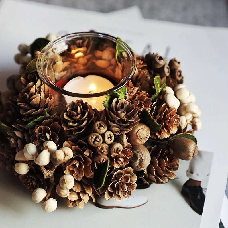 Pinecone Рождественский Декоративный Подсвечник дисплей части окна украшения стола