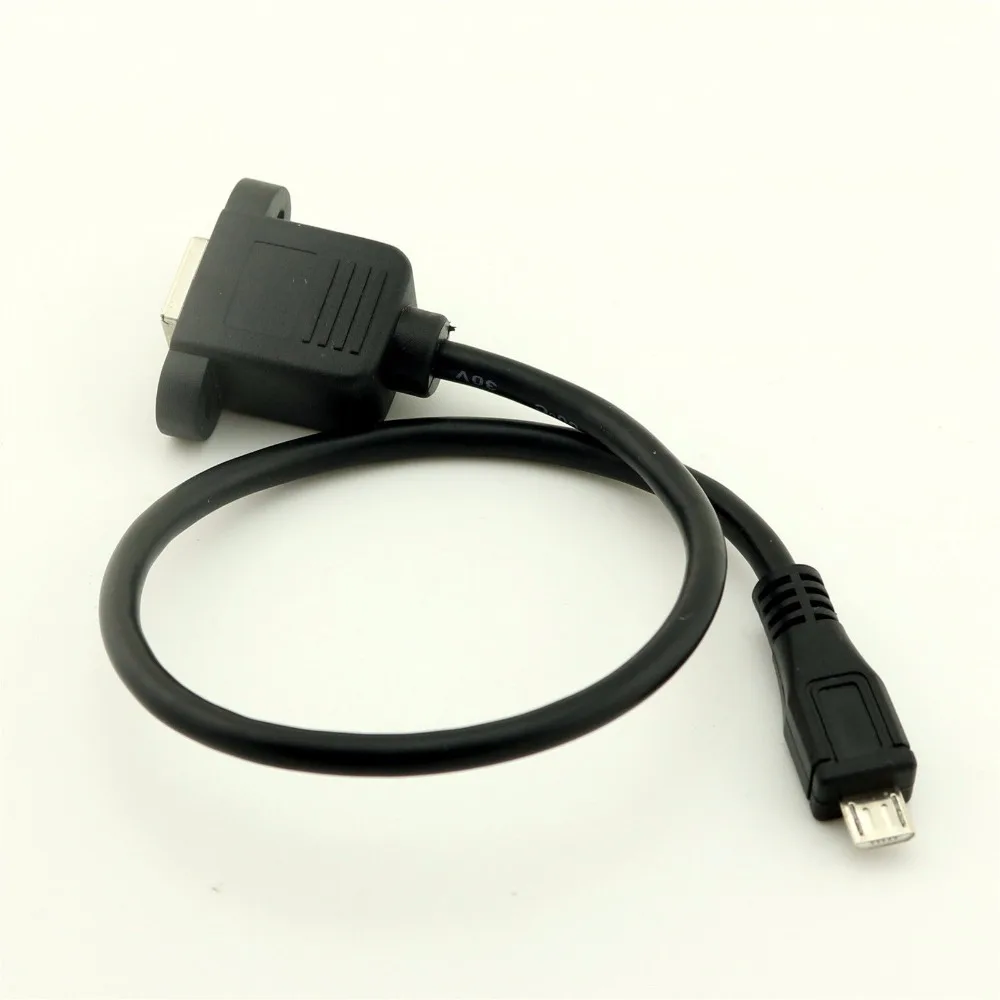 10 قطع الأسود usb 2.0 b أنثى المقبس لوحة جبل ل مايكرو usb 5 دبوس ذكر كابل الطابعة 1ft