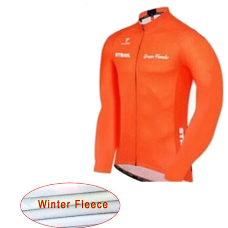 Strava Велоспорт Джерси pro team зимний термальный флисовый комплект с длинными рукавами Maillot Ropa Ciclismo Hombre invierno велосипедная одежда - Цвет: 8