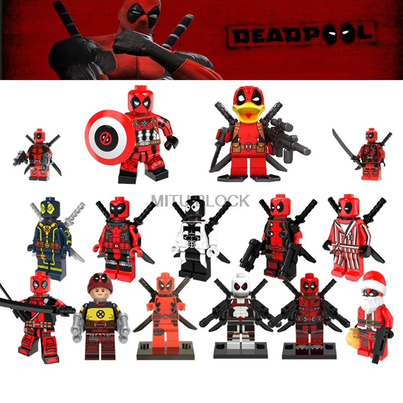 

Legoingly Deadpool Batman Figure Spiderman Super Heroes Thor Iron Man Loki Avengers Armed Deadpool Building Blocks Toys Figure
