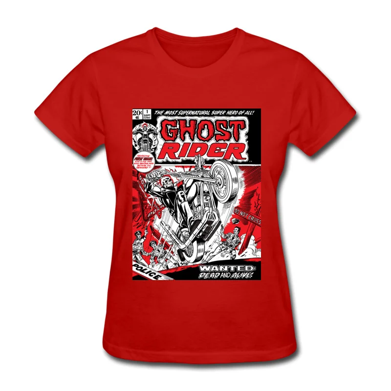 Ghost Rider Comic Man Prevalent Summer T Shirt O-Neck Lovers Day Pure Cotton T-Shirt Custom Short Sleeve T Shirt Ghost Rider Comic red