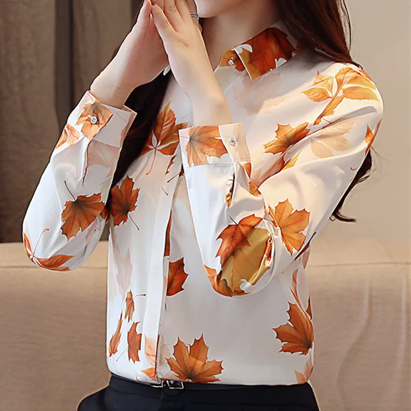 Women Tops and Blouses White Blouse Ladies Tops Korean Floral Long Sleeve Shirts For Women OL Blouses Femme Blusa Plus Size XXXL - 32922402440