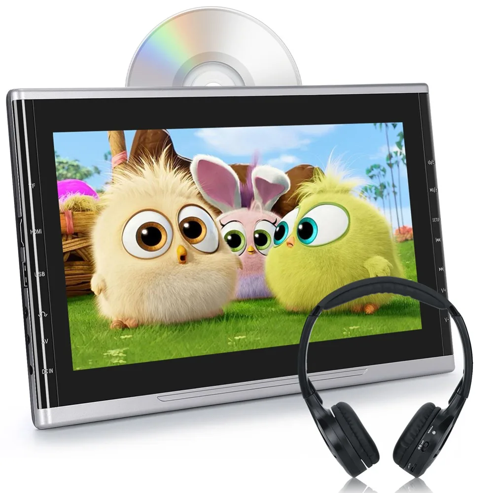 Тыква 10,1 дюймов подголовник автомобиля мониторы DVD плеер USB/SD/HDMI/FM/игры TFT ЖК дисплей экран сенсорная кнопка Поддержка беспроводной наушники