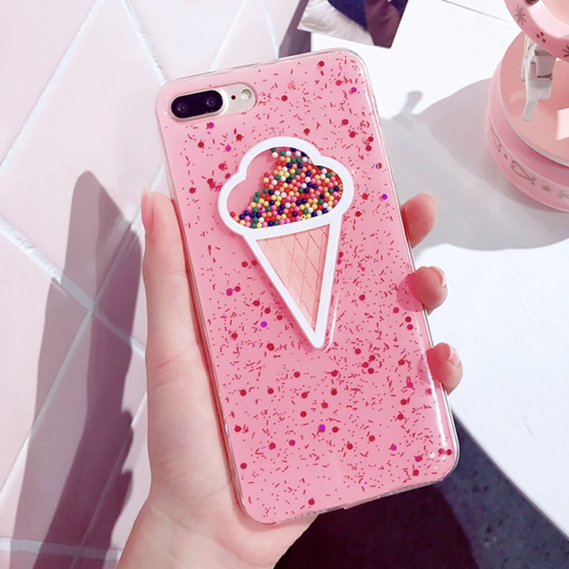 3D Bling Cute Ice Cream Case For iphone 10 X iphone 6 s 6s