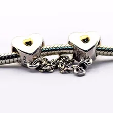 Сердце и Корона надежные цепочки Подвески с позолотой Подходит для Pandora Браслеты 925 стерлингового серебра ювелирные изделия бусины