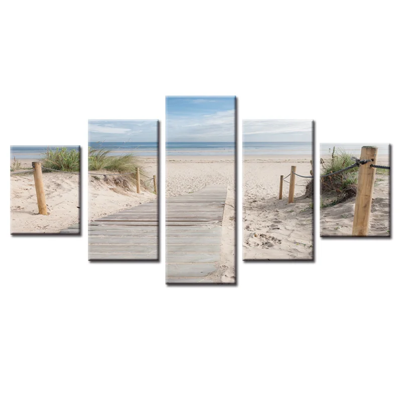 

Framed 5 Panel Sea view series painting Wall Art Oil Painting On Canvas Printed Painting Pictures Decor living room