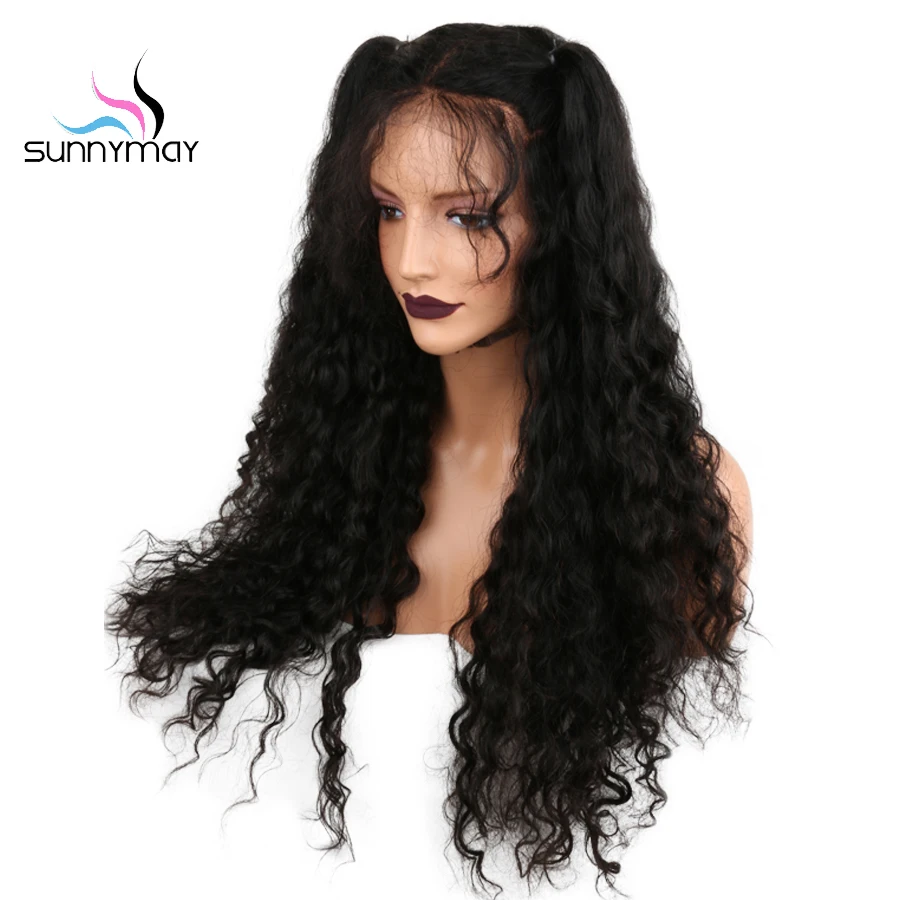 Sunnymay 13x4 Синтетические волосы на кружеве парики из натуральных волос на кружевной основе 130% человеческие вьющиеся Синтетические волосы на кружеве парик с ребенком волос бразильский парик из натуральных волос для Для женщин