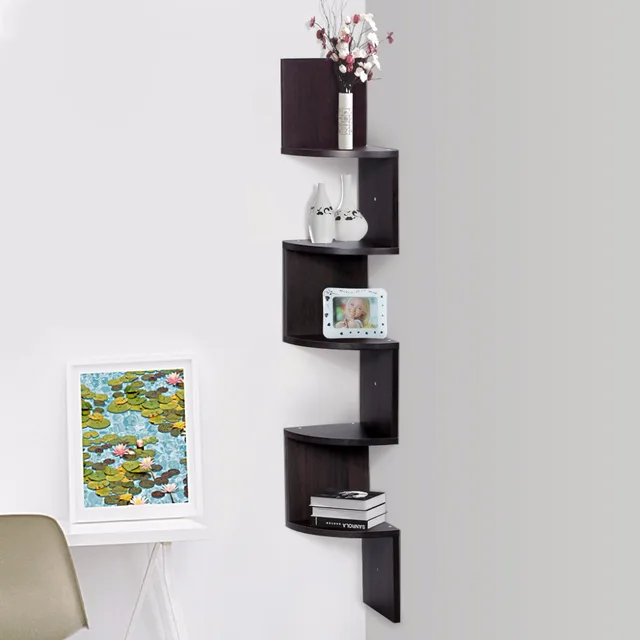 Finether Floating Wall Corner Shelf Unit Wall Mounted Shelving Bookcase ...