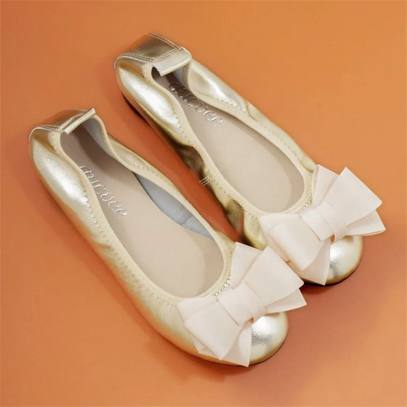 2018 New Women's Flat Shoes Spring Summer Genuine Leather Baleriny Woman Sweet Bow Female Footwear Slip On  Espadrille Lady Shoe (3)