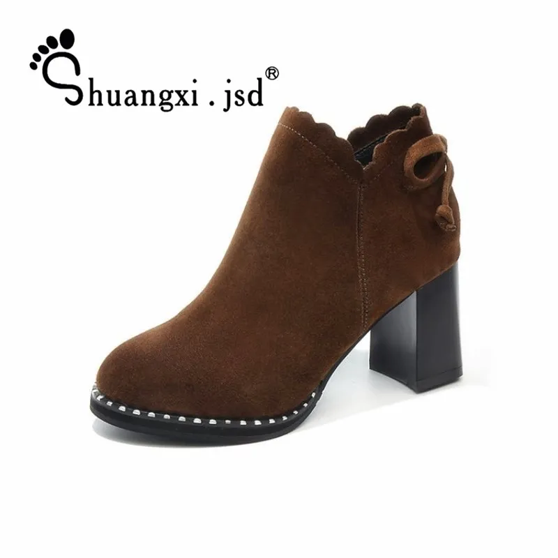

Shuangxi.jsd Women Boots 2018 Luxury Design Non-slip High heels Short Boots Plus Size High Quality Woman Ankle Boots