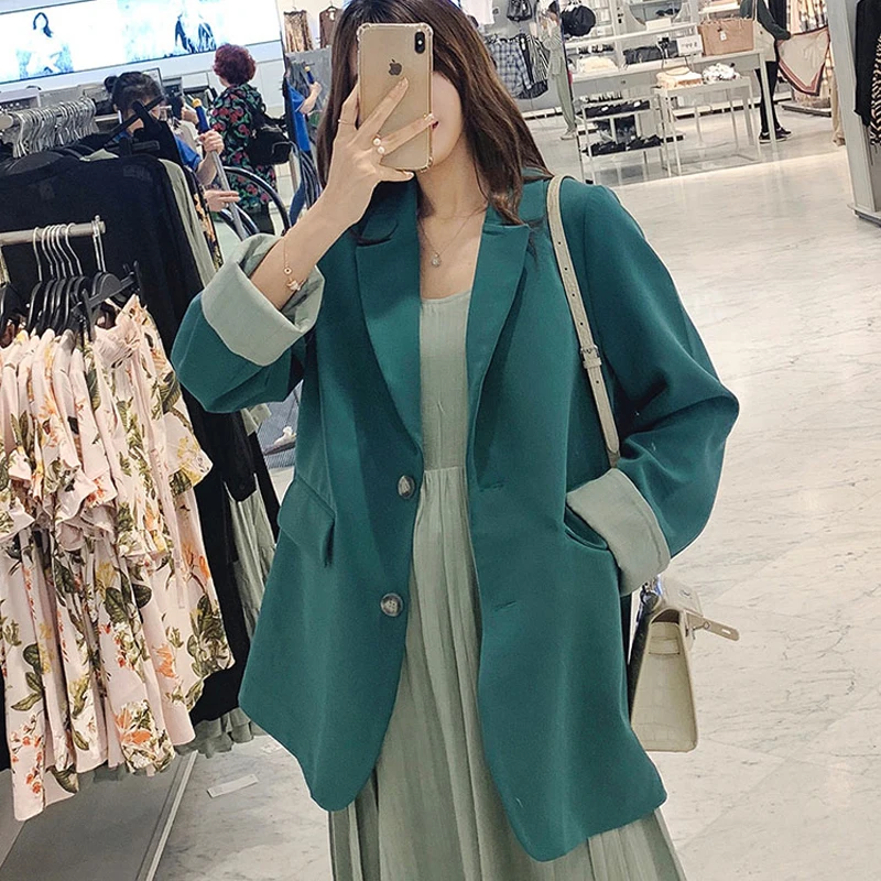 BGTEEVER أنيقة واحدة الصدر المرأة السترة جاكيتات عارضة الإناث الدعاوى معطف 2019 OL نمط Blasers أبلى فام